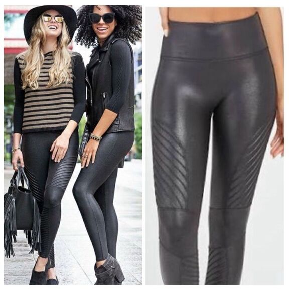SPANX faux leather Moto size Large - Picture 1 of 10